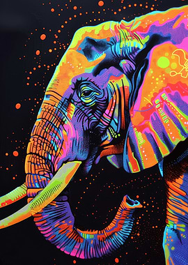 Neon Elephant Art