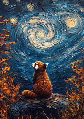 Red Panda Starry Night