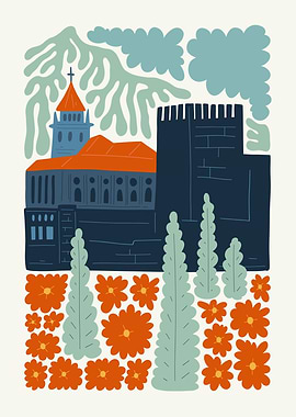 Castle and Church Illustration