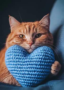 Ginger Cat with Heart