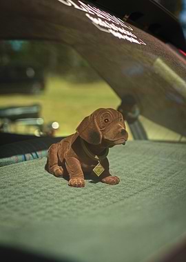 Brown Plush Dog Car Decoration