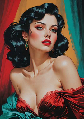 Brunette Pin-Up Glamour Portrait