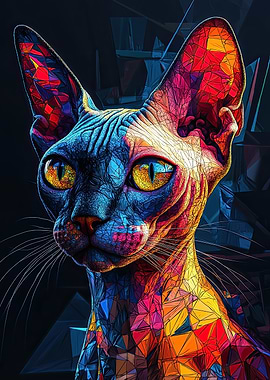 Sphynx Cat in Neon Colors