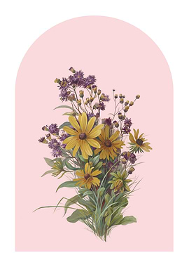 Vintage Wildflower Bouquet Pink