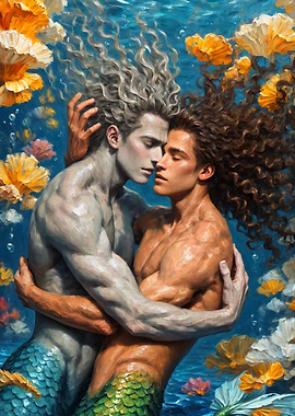 'Lovers of the Tides' - Merman Painting