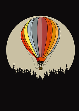 Hot Air Balloon Over Forest