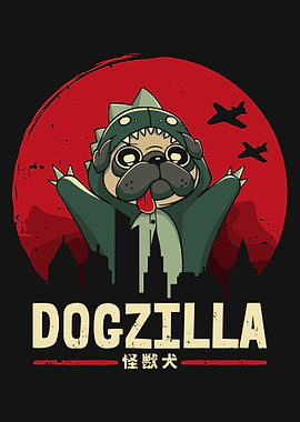 Pug Dogzilla Funny Dog Japanese