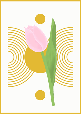 Pink Tulip with Gold Circles