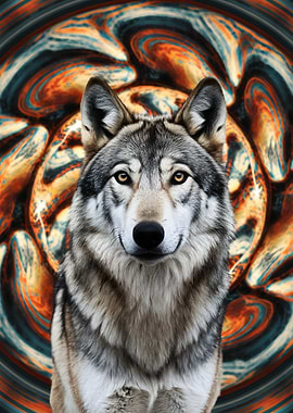 Wolf with Swirling Background