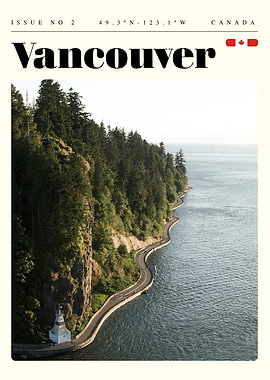 Vancouver British Columbia Travel Art Poster
