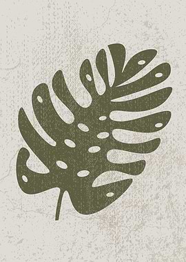 Boho Olive Green Botanical Leaf Print