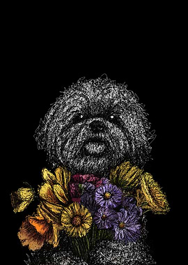 Dog with Flowers