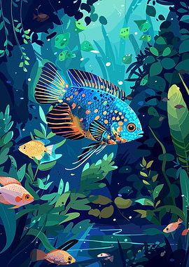 Colorful Fish in Underwater World
