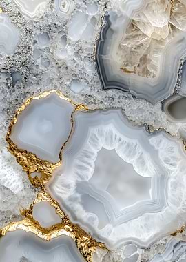 Agate Stone with Gold