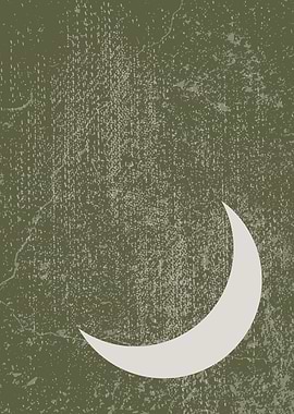 Boho Crescent Moon on Olive Green