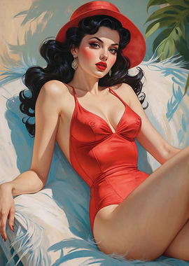 Red Swimsuit Pinup