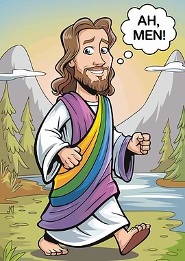 Jesus with Rainbow Robe