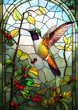 Stained Glass Hummingbird