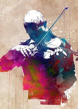 Violinist Watercolor Art