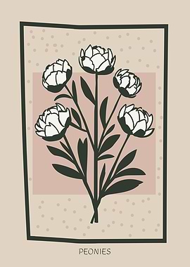 Peony Floral Mid Century