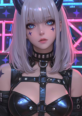 Anime Girl with Horns Gaming