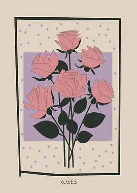 Pink Roses Mid Century