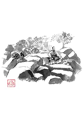 Zen Monk in Mountain Landscape