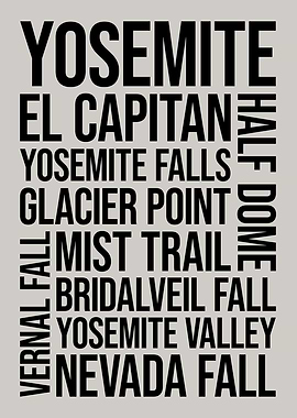Yosemite National Park Typography