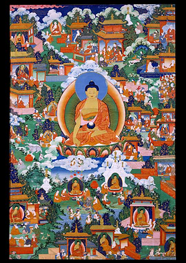 Shakyamuni Buddha with Avadana Legend Scenes