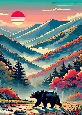 Black Bear in Mountain Valley