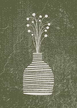 Striped Boho Vase with Flowers