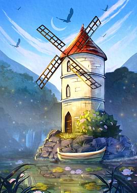 Windmill by the Lake
