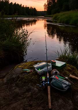 Fishing Gear at Sunset