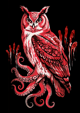 Red Owl with Tentacles