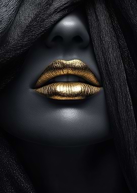 Golden Lips Close-Up