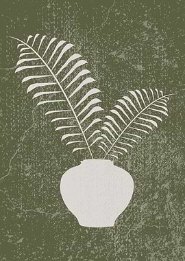 Boho White Fern Silhouette