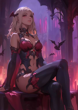 Vampire Girl in Gothic Setting gaming