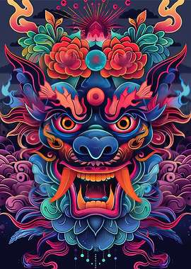 Neon Dragon Mask