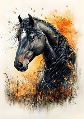 Black Horse And Autumn