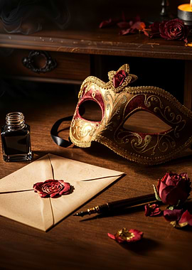 Venetian Mask and Love Letter