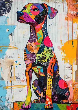 Colorful Dog Painting
