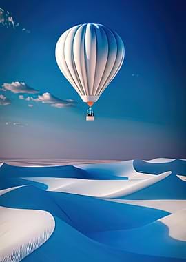 Hot Air Balloon Over Sand Dunes
