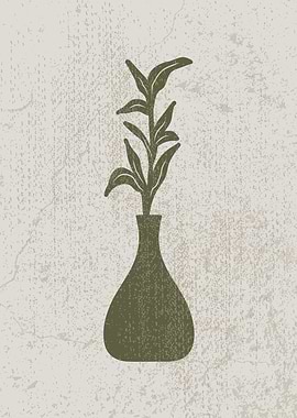 Boho Olive Green Plant in Vase