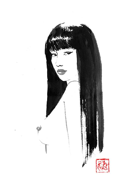 Ink Portrait of Woman