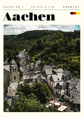 Aachen Germany Travel Art Poster
