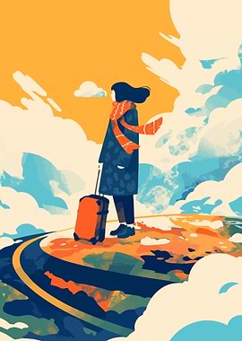 Travel Alone Minimalist Art Illustration