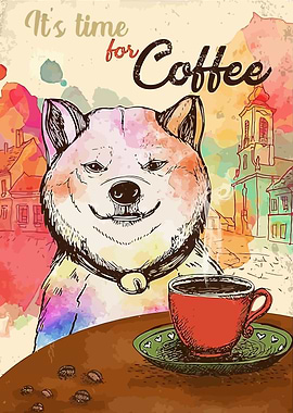 Coffee Time with Shiba Inu