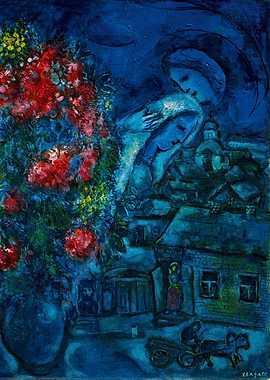 Chagall Painting with Lovers