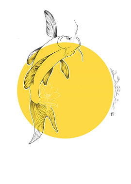 Koi Fish Line Art