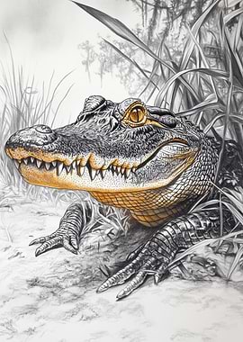 Alligator in Grass